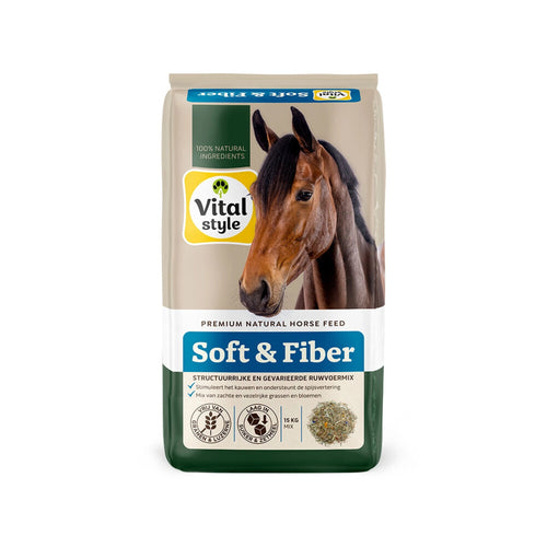 Arden Grange - VITALstyle Ruwvoermix Soft & Fiber - Stimuleert kauwen En Ondersteunt De Spijsvertering - Met o.a. Esparcette & Timothy Hooi - 15kg