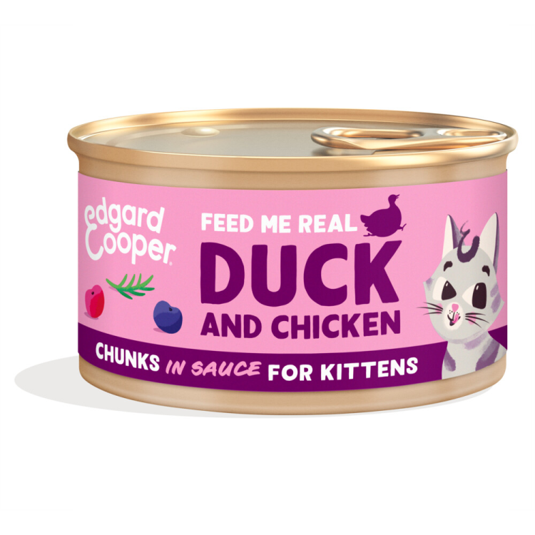 Edgard & Cooper - Cat Food - Kitten - Chunks in Sauce - Duck & Chicken - 85g