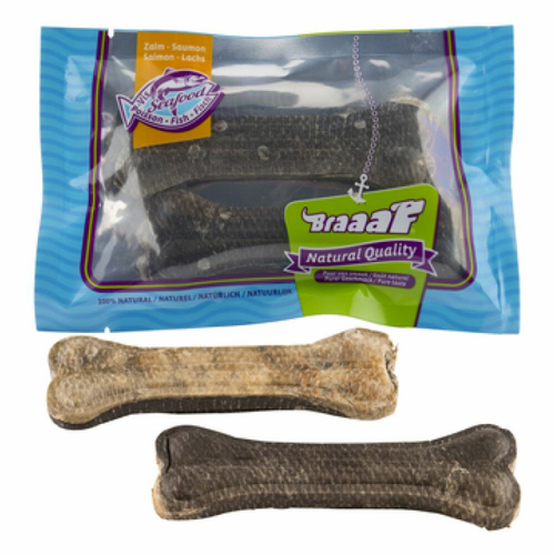 Braaaf - Pressed Bone with Salmon Skin 12cm - Dog Snack - 2 pieces