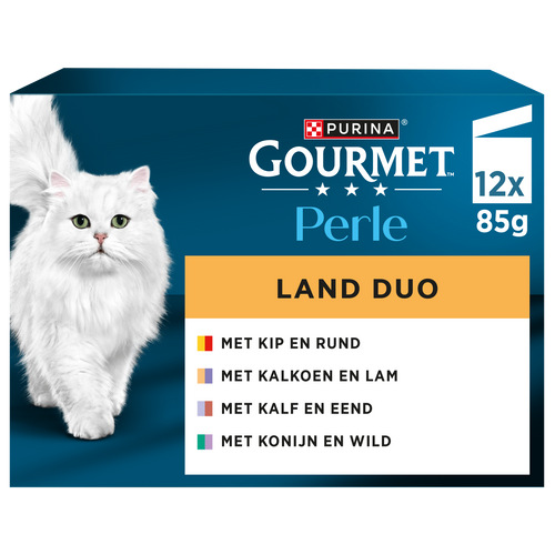 Gourmet - Perle Duo Vlees - Mini Filets in Saus - 12x85g Kattenvoer