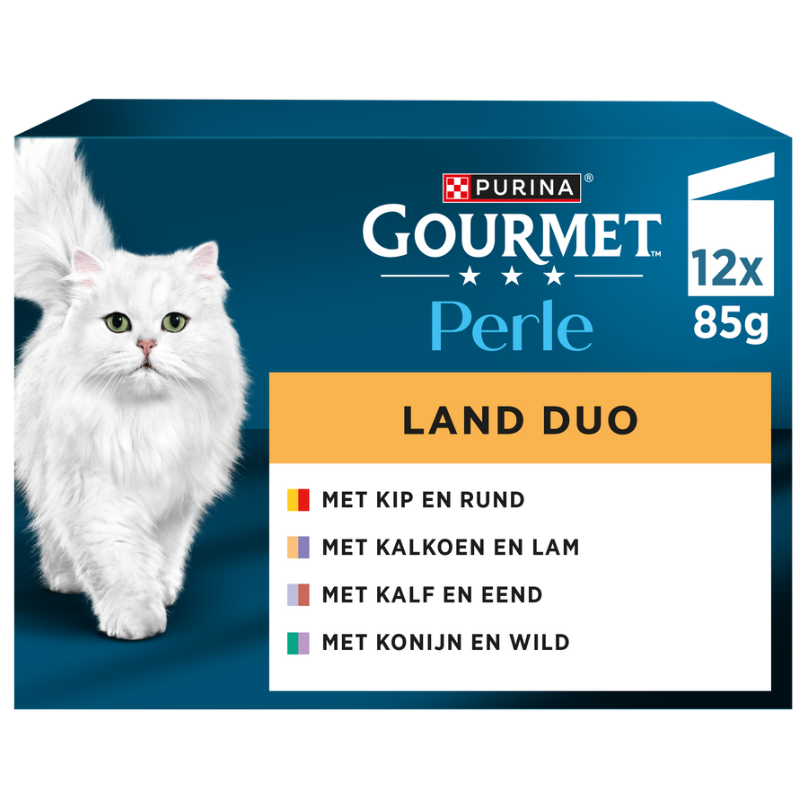 Gourmet - Perle Duo Vlees - Mini Filets in Saus - 12x85g Kattenvoer