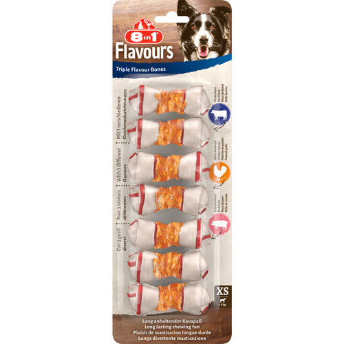8in1 - Delights Kauwknook Triple Flavour Kip&Varken&Rund - Hondensnacks - L