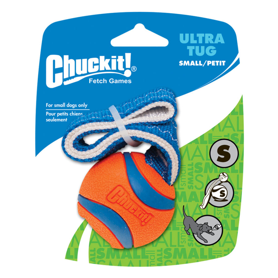 Chuckit - Ultra Tug – Honden apporteerspeelgoed – Honden bal Small ø5cm – Geschikt voor middelgrote honden - Drijft op Water – Oranje/Blauw