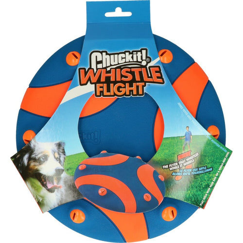 Chuckit - Whistle Flight hondenspeelgoed – hondenspeeltje voor plezier – apporteer speelgoed voor honden – blauw en oranje