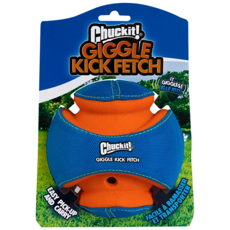 Chuckit! Giggle Kick Fetch - Hondenspeelgoed - Hondenbal - Stevig hondenspeeltje - Blauw/Oranje - Ø14 cm