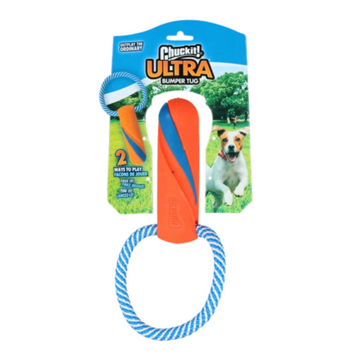 Chuckit! Ultra Bumper Tug - Hondenspeelgoed - Trekspeeltje - Duurzaam rubber - 17 x Ø6 cm - Oranje/Blauw