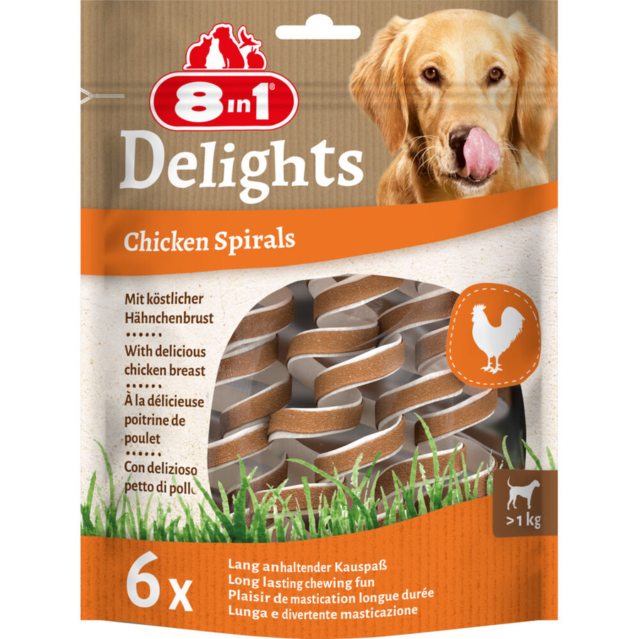 8in1 - Delights Chicken Spirals - Hondensnacks - Kip 60g 6 stuks