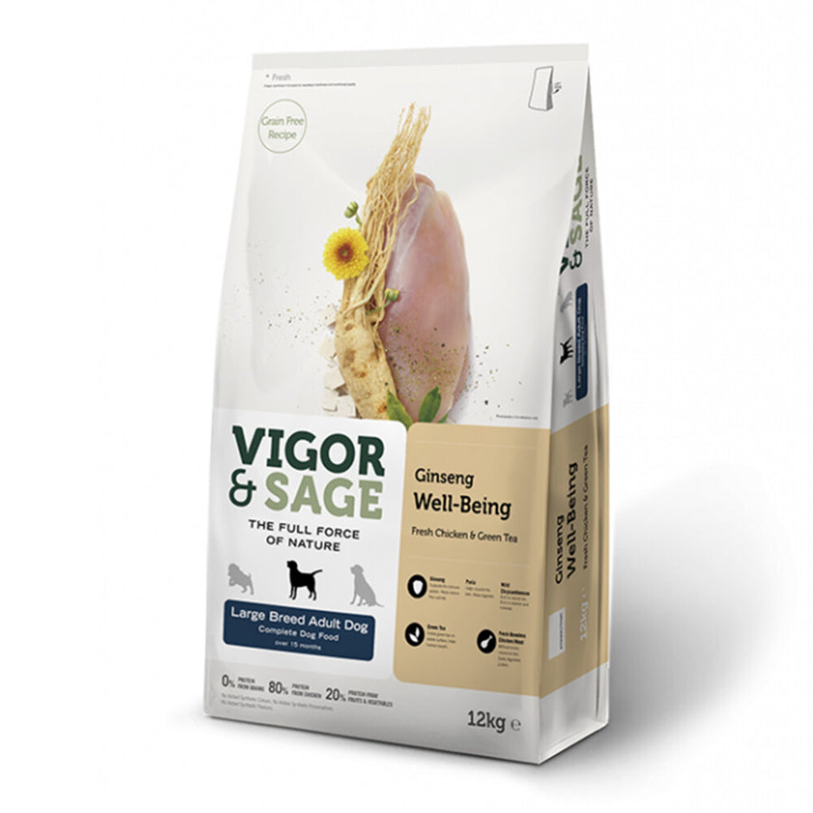 Vigor&Sage - Vigor & Sage Hondenvoer Large Breed Well - Being Ginseng 12kg