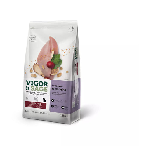 Vigor&Sage - Vigor & Sage Hondenvoer Senior Well - Being Astragalus 12kg