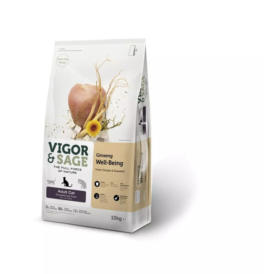 Vigor&Sage - Vigor & Sage Kattenvoer Well - Being Ginseng - 10kg