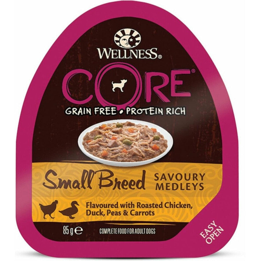 Wellness - Core Small Breed Savoury Medleys Kip,Eend,Erwten& Wortelen 85g