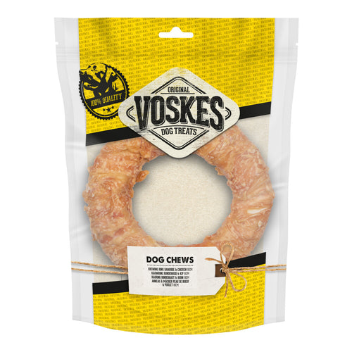 Voskes - Kauwring Runderhuid met Kip - 19 cm