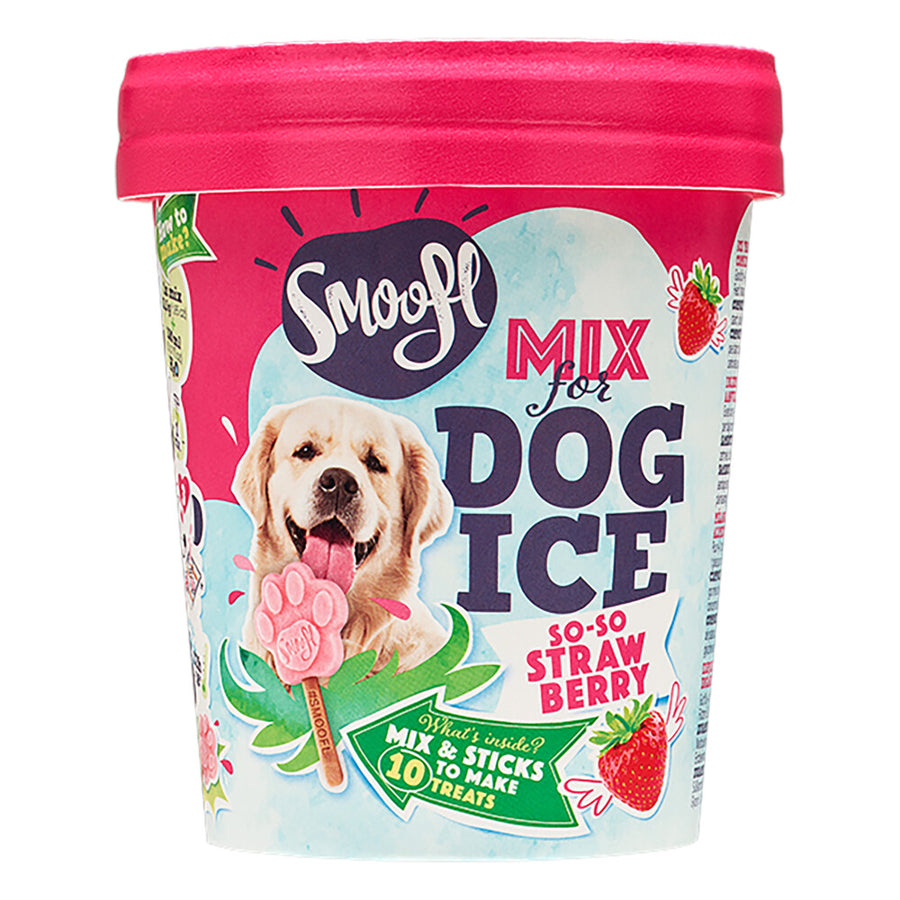 Smoofl - Premium Hondensnacks: Ijs voor honden als een snack om af te koelen in de zomer en als een gezonde hond traktatie met verfrissend effect, honden ijs met aardbei