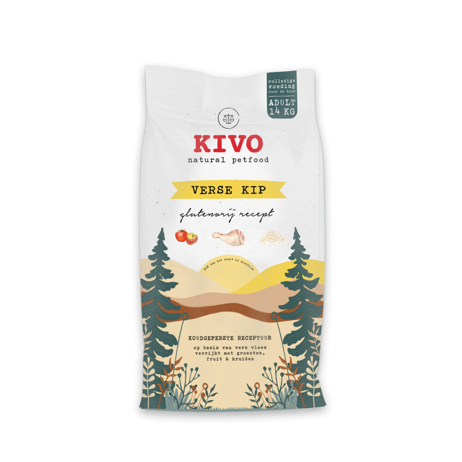 Kivo - Petfood Hondenbrokken Verse Kip - 14kg - Koudgeperst - Glutenvrij