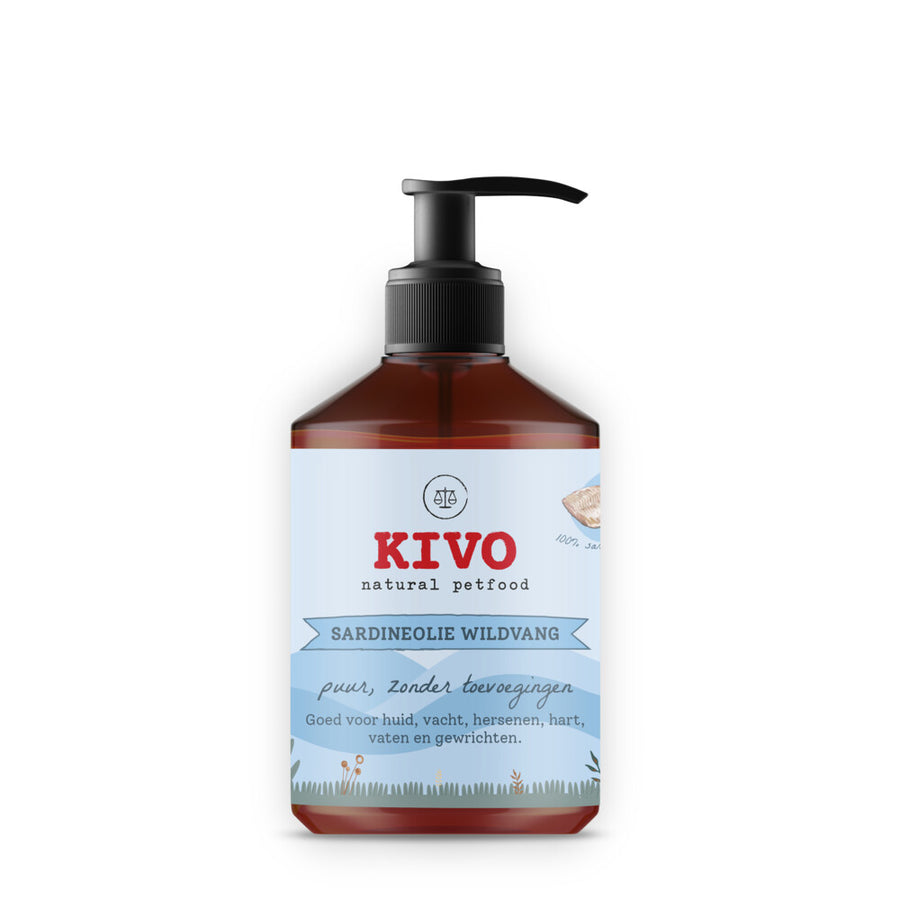 Puur - Kivo Petfood - Supplement Sardineolie puur Wildvang 500 ml - 100% natuurlijk