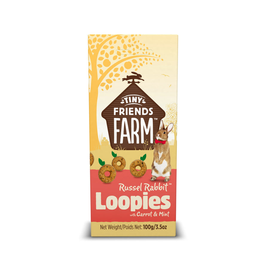 Tiny Friends Farm - Russel Rabbit Loopies - Knaagdiersnack - Wortel Munt 100g