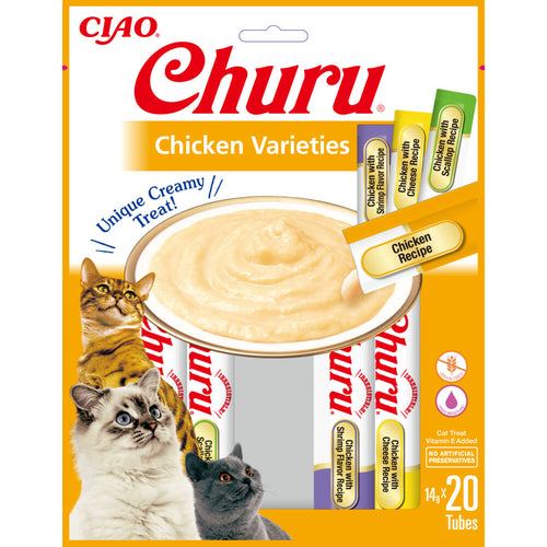 Ciao - Inaba Churu Kattensnack - Graanvrij Kip 20x14g - Romige Snack met Vitamine E