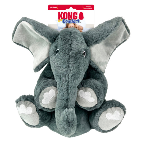 Kong - Comfort Kiddos Jumbo Olifant | Zacht Pluche Hondenspeelgoed Grijs