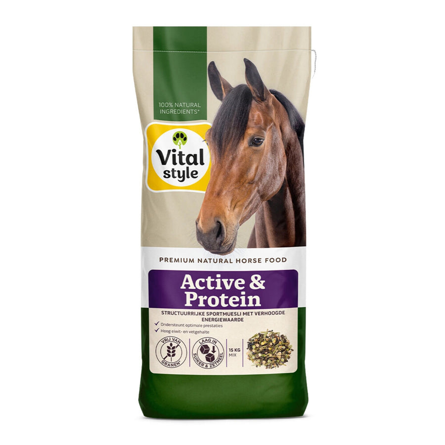 Arden Grange - VITALstyle Muesli Active & Protein - Structuurrijke Muesli Voor Een Verhoogde Behoefte Aan Energie En Eiwit - Met o.a. Luzerne & Erwtenvloken - 15kg