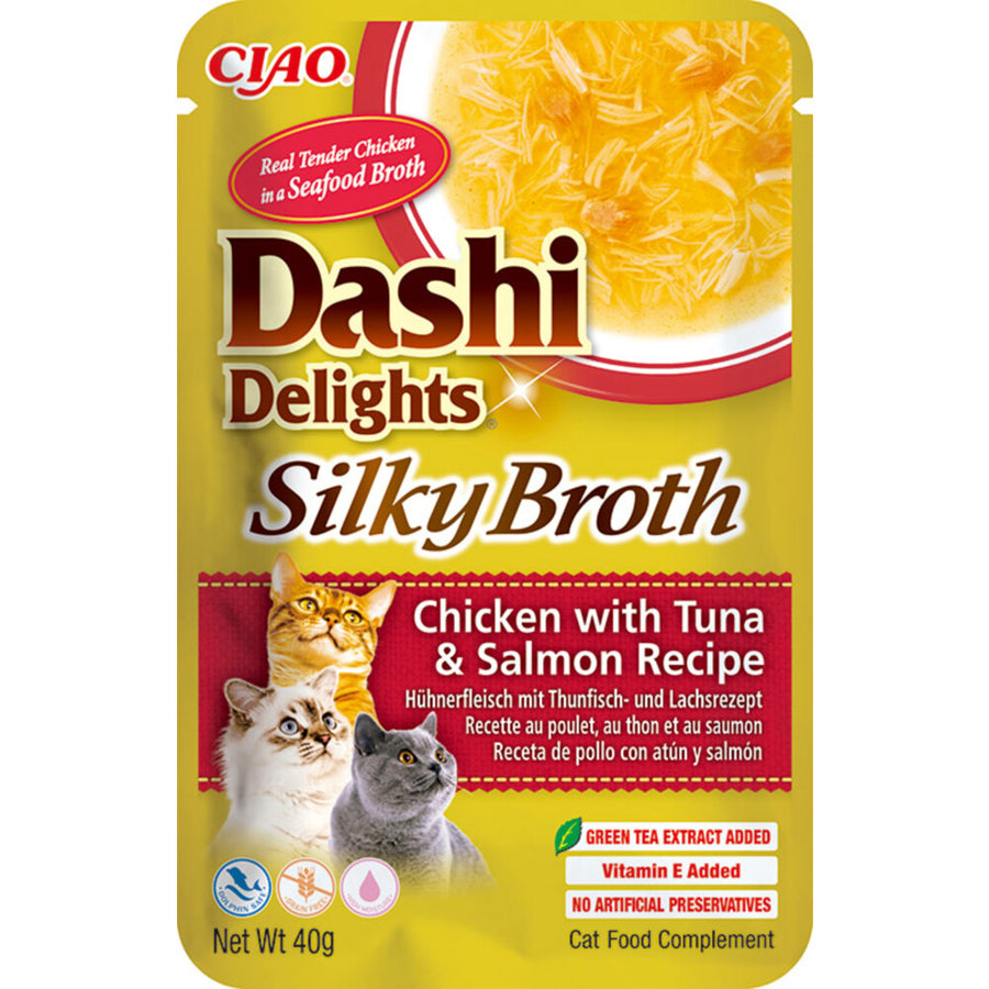 Ciao - Kattenvoer Inaba Dashi Delights - Kip, Tonijn, Zalm - 70g, Rijk aan Vocht, Met Vitamine E