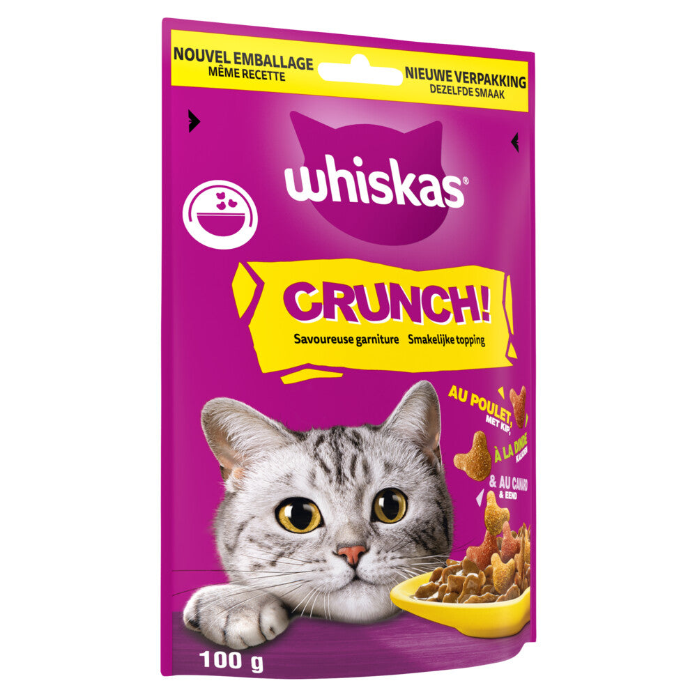 Whiskas - Crunch - Kip, Kalkoen & Eend - Kattensnacks - 100g