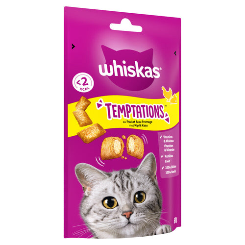 Whiskas - Temptations Kip & Kaas Voordeelbundel - 4 x 60 g