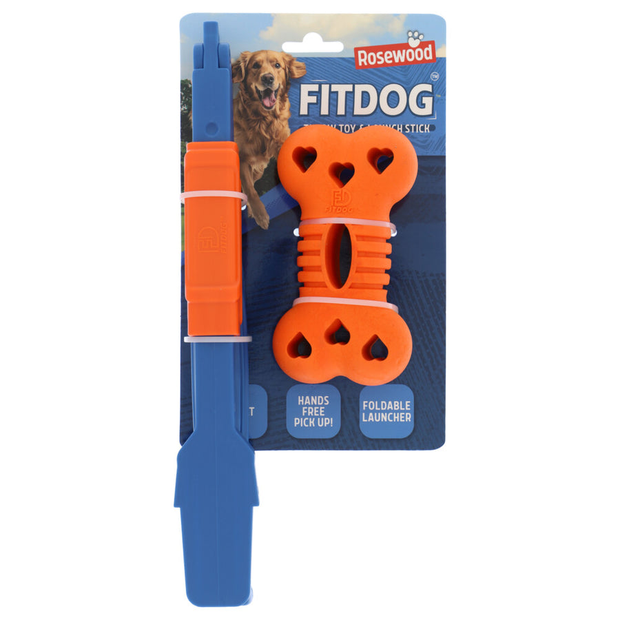 Rosewood - FitDog Werpstok met Bot – Drijvend & Stuiterend Hondenspeelgoed – Stevig Kunststof – Voor Middelgrote & Grote Honden