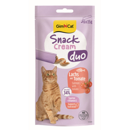 GimCat - Kattensnack Cream Duo Zalm & Tomaat - 6 x 15g