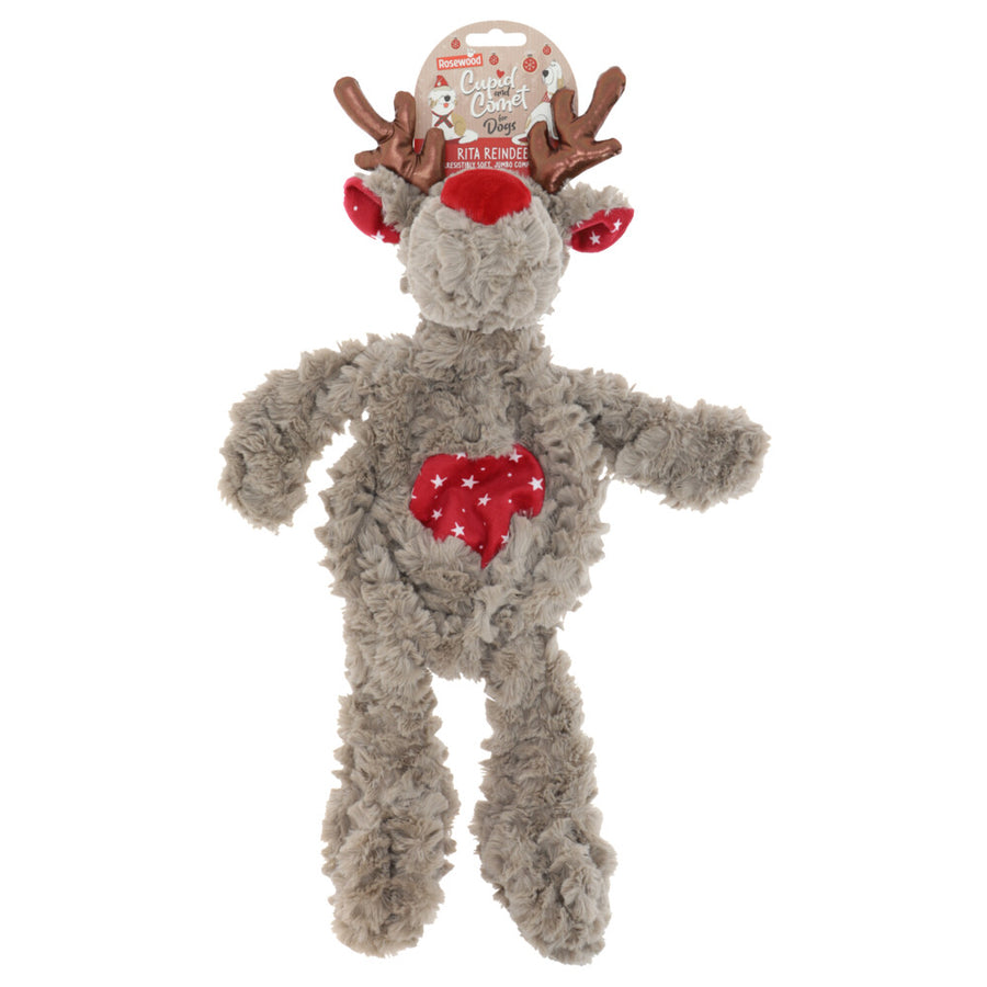 Rosewood - Cupid&Comet Rita Reindeer – Knuffelrendier Honden speelgoed – Met Lavendelgeur – Kerstspeeltje voor Honden
