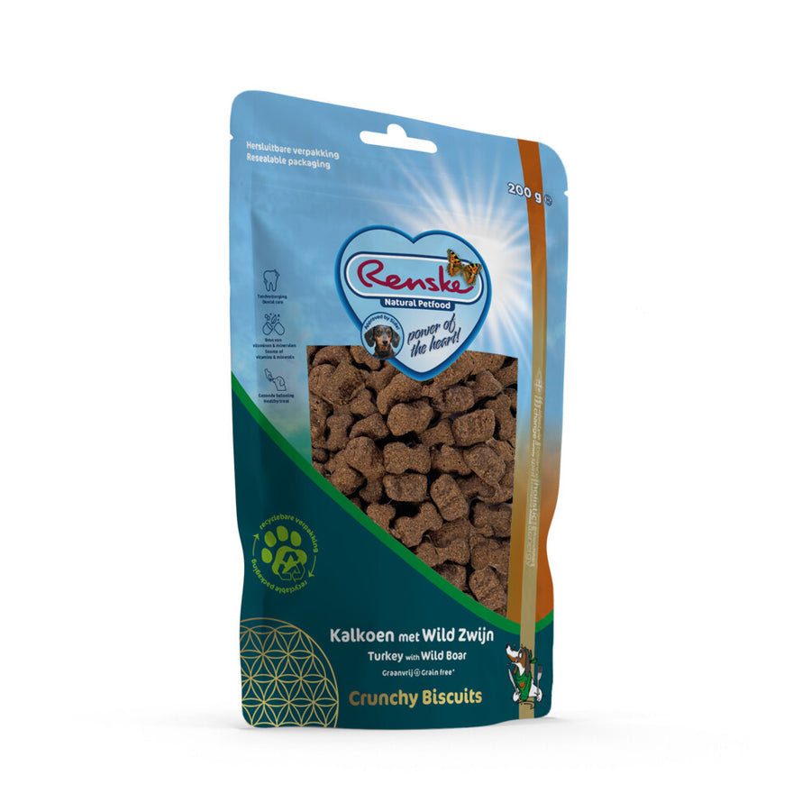 Renske - Gezonde Beloning Crunchy Hondensnack Kalkoen & Wild Zwijn - 200g