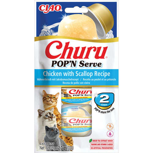 Ciao - Kattensnack Churu Pop'n Serve Chicken Scallop - 2x35g