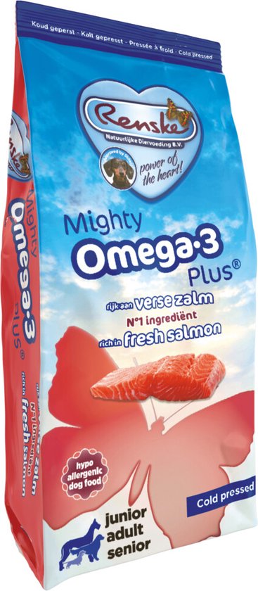 Renske - Mighty Omega Plus Geperst Hondenvoer Zalm 600g