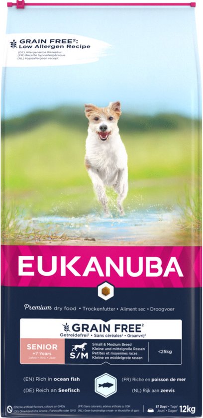 Eukanuba - Senior Small & Medium Breed Graanvrij Oceaanvis - Hondenvoer - 12kg