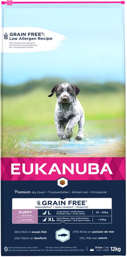 Eukanuba - Pup & Junior Large Grain Free Zeevis - Puppy - Hondenvoer - 12kg