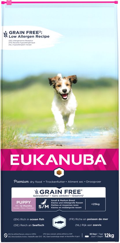 Eukanuba - Pup & Junior Small Medium Grain Free Zeevis - Puppy - Hondenvoer - 12kg