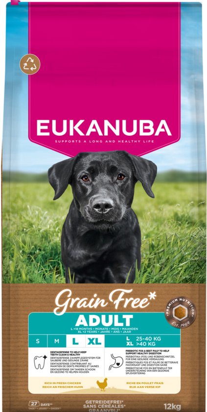 Eukanuba - Grain Free Adult Large Breed - Hondenvoer - Kip 12kg