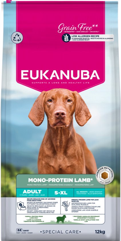 Eukanuba - Adult Mono Protein Lam - Hondenvoer - Lam - 12kg - Allergieën