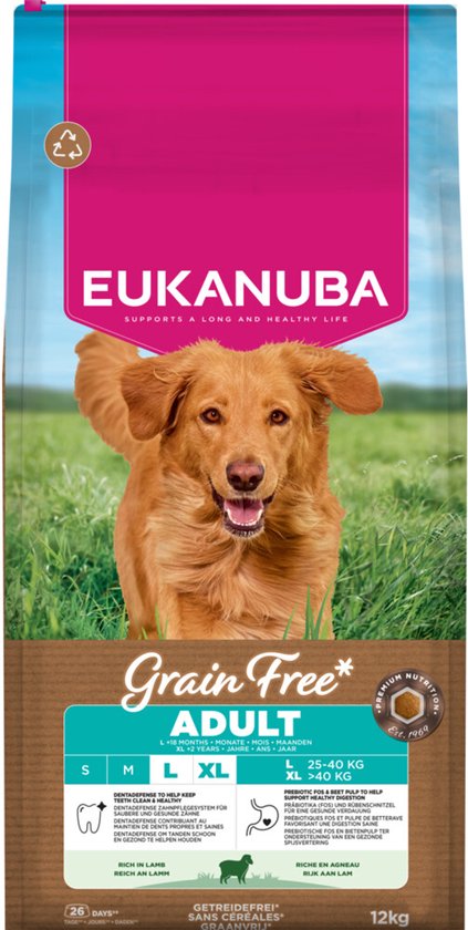 Eukanuba - Hondenvoer Droog Grain Free Adult Large Lam - 12kg
