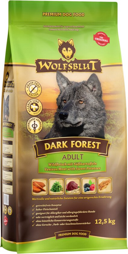 Wolfsblut - Dark Forest - Hondenvoer - Wild met Zoete Aardappel - 12,5kg - Graanvrij & Glutenvrij - Voor Volwassen Honden