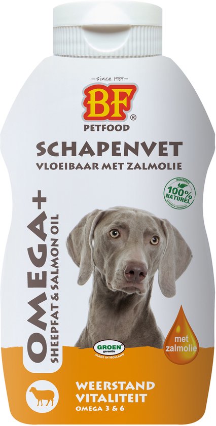 Biofood - Vloeibaar Schapenvet Supplement BF Petfood - Met Zalmolie - 250ml, Omega 3 6 9, Voor Huid en Vacht