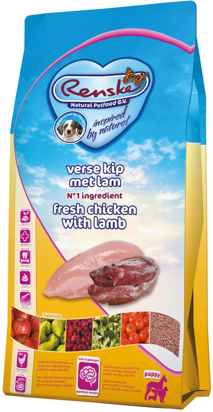 Renske - Puppy Voeding - Kip Lam - Natuurlijke Hondenvoeding 2kg - Omega - 3 DHA