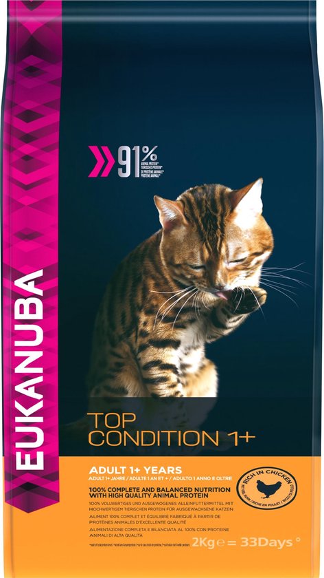 Eukanuba - Cat Adult - Top Condition 1+ - Kip - Kattenvoer - 2kg