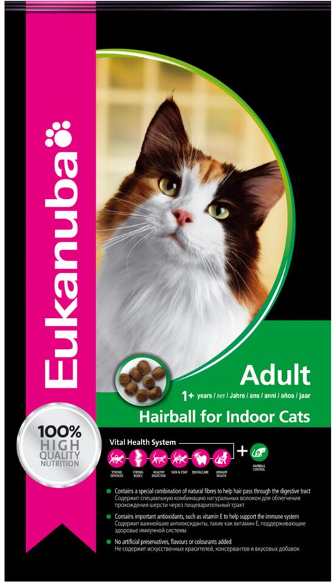 Eukanuba - Cat Adult - Hairball Indoor - Kattenvoer - 2kg