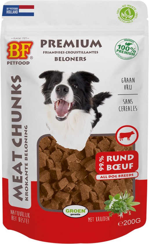 Biofood - Bf Meat Chunks 200g - Hondensnacks - Rund&Hert