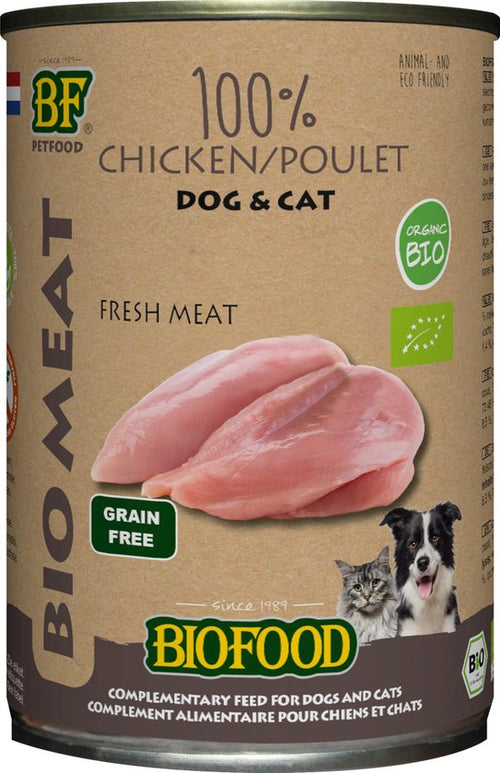 Biofood - Bf Organic 100% Kip - Hondenvoer - 400g Blik