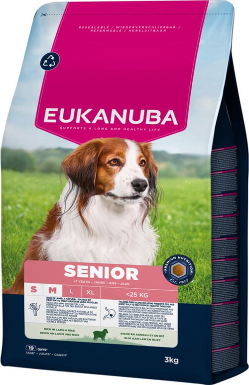 Eukanuba - Senior Small & Medium Breed Lam&Rijst - Hondenbrokken - 3kg
