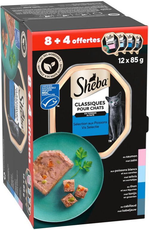 Sheba - Kattenvoer Nat Classic Paté Vis Selectie Multipack - 12x85g