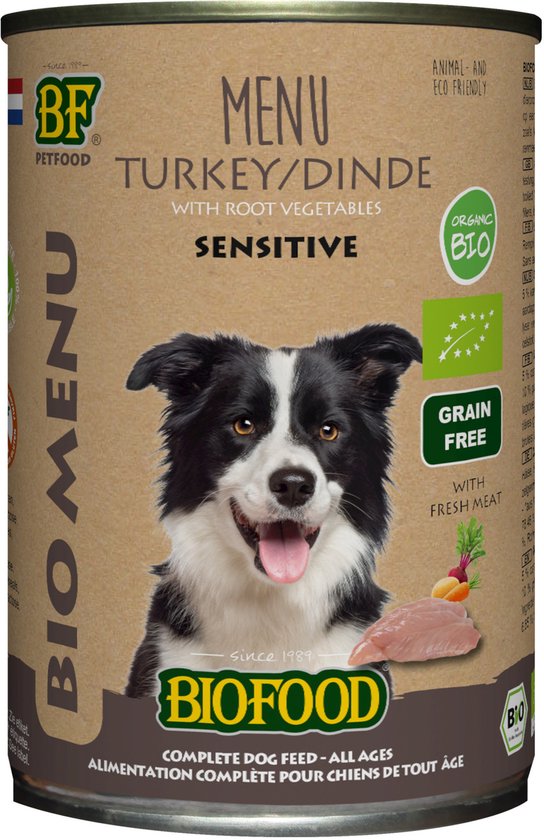 Biofood - Organic - Biologisch Hondenvoer Natvoer - Sensitive Kalkoen - 400g NL - BIO - 01