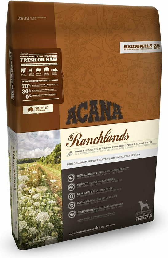 Acana - Regionals Ranchlands Dog Rund&Lam&Varken - Hondenvoer - 11.4kg