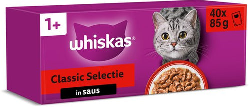Whiskas - Kattenvoer - Adult 1+ - Classic Selectie in Saus - 40x85g